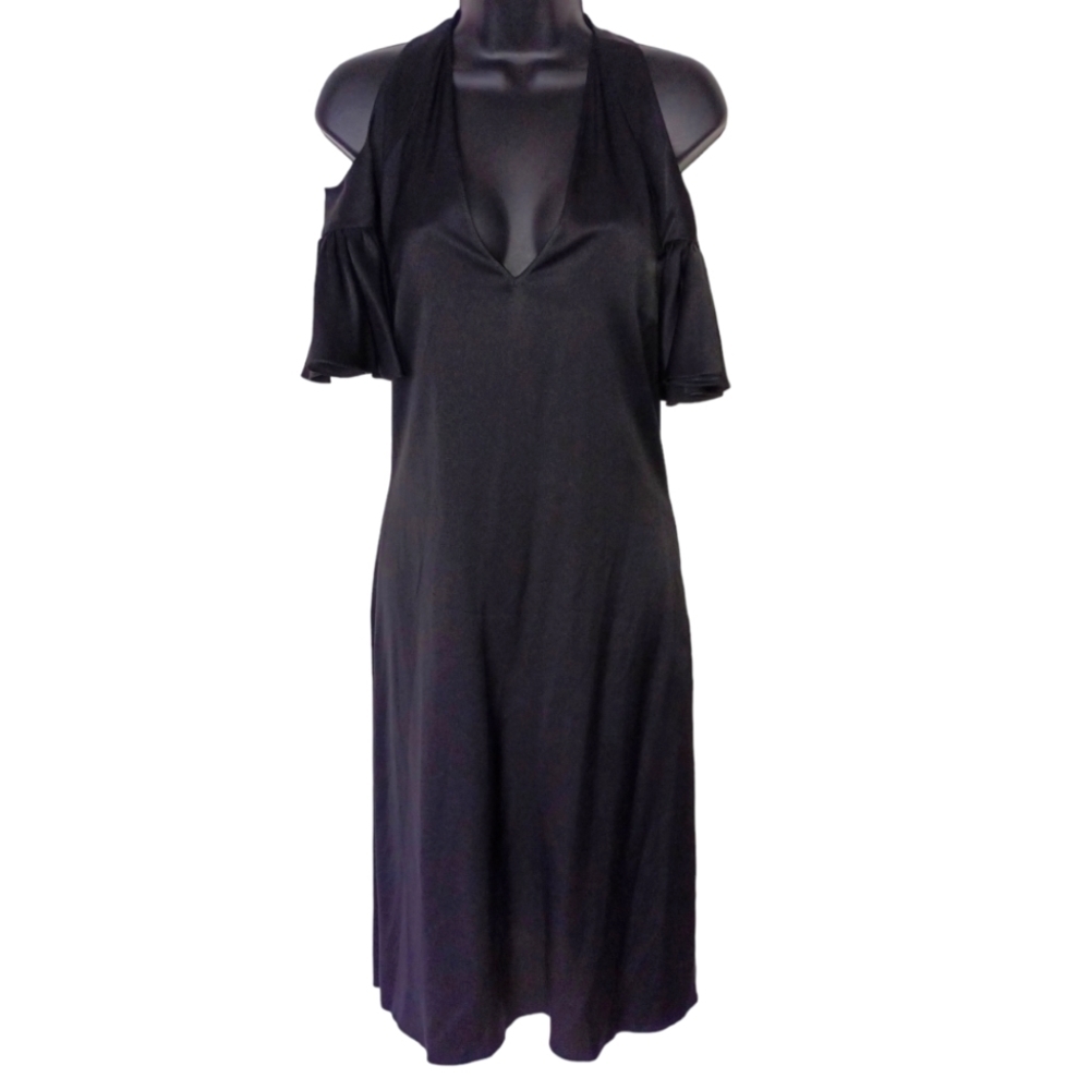 CHLOE Halter Cold Shoulder Midi Dress Black 38(S)